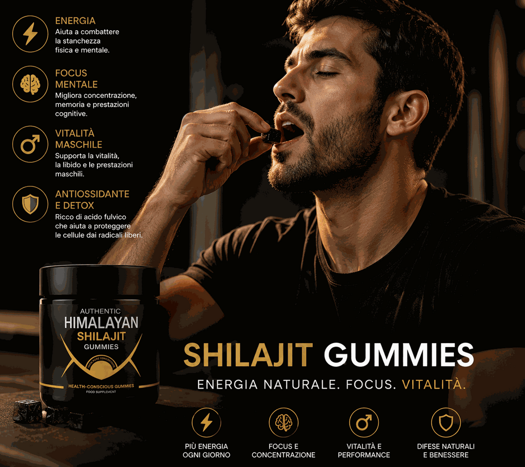Gummies de Shilajit Puro do Himalaia 50G ⚡Energia Naturale, Focus Mentale e Vitalità